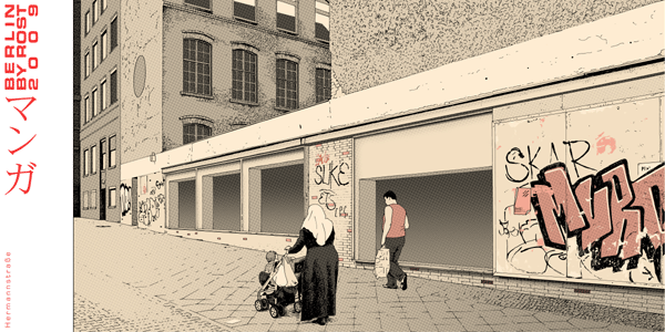 BERLIN BY ROST | Grafiken im Manga-Stil von Robert Stumpf a/k/a ROST Ausstellung Berlin