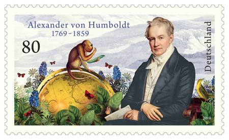 05.09., 12 Uhr: Alexander von Humboldt: Erstausgabe Sonderbriefmarke & Katalog-Launch